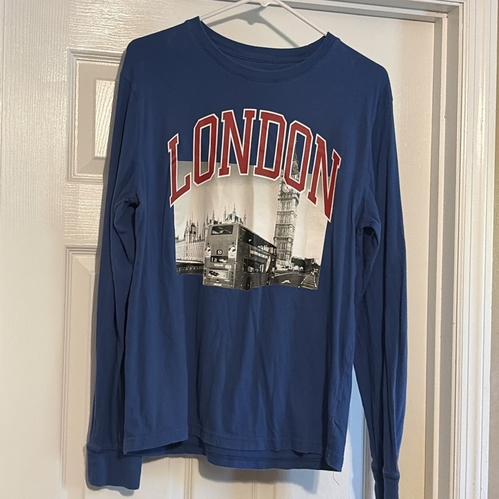 Men's Aeropostle Long Sleeve T Shirt Blue LONDON Size Small Long Sleeve T Shirt